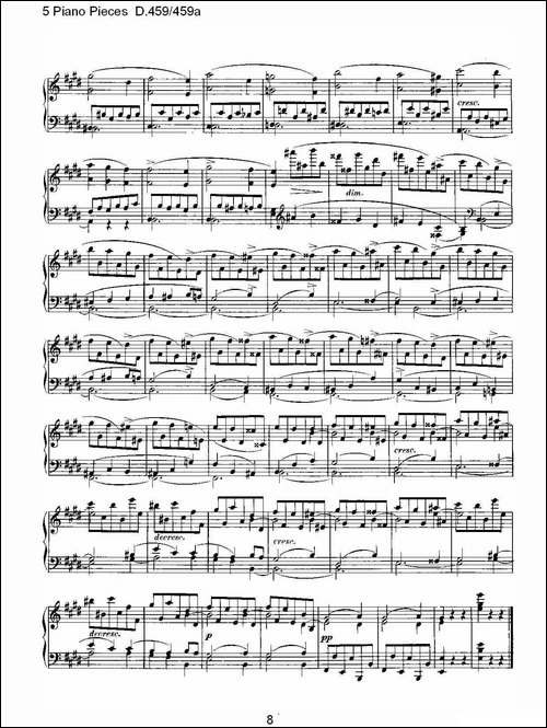 5 Piano Pieces D.459459a-钢琴五联奏D.459459a-钢琴谱
