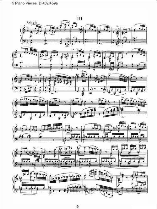5 Piano Pieces D.459459a-钢琴五联奏D.459459a-钢琴谱