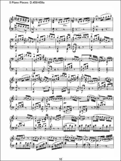 5 Piano Pieces D.459459a-钢琴五联奏D.459459a-钢琴谱