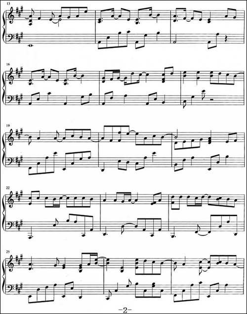 流行歌曲改编的钢琴曲：右手边-钢琴谱