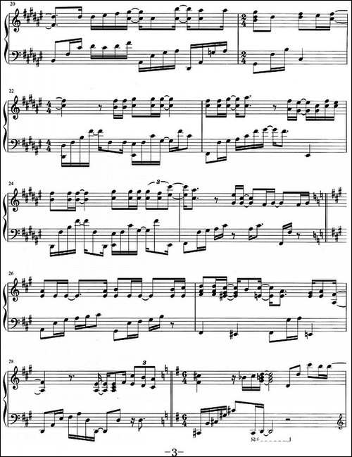 流行歌曲改编的钢琴曲：左边-钢琴谱