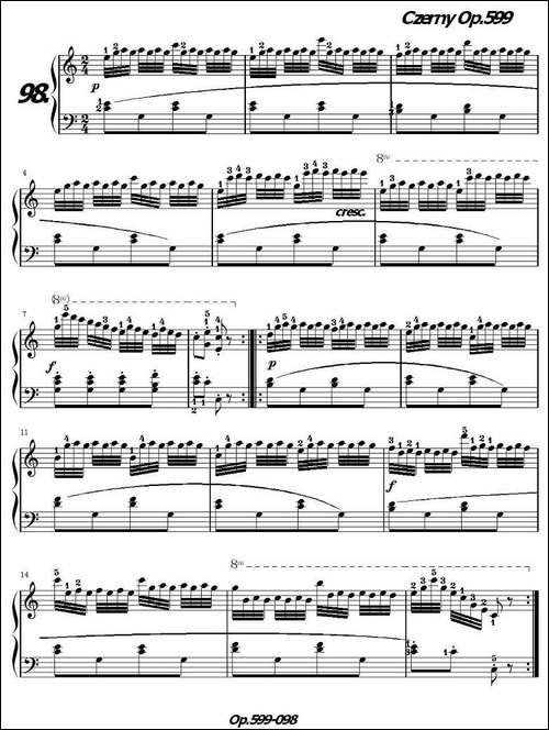 《车尔尼练习曲》OP.599之091-100-钢琴谱