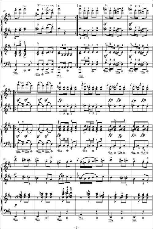 军队进行曲-四手联弹-钢琴谱