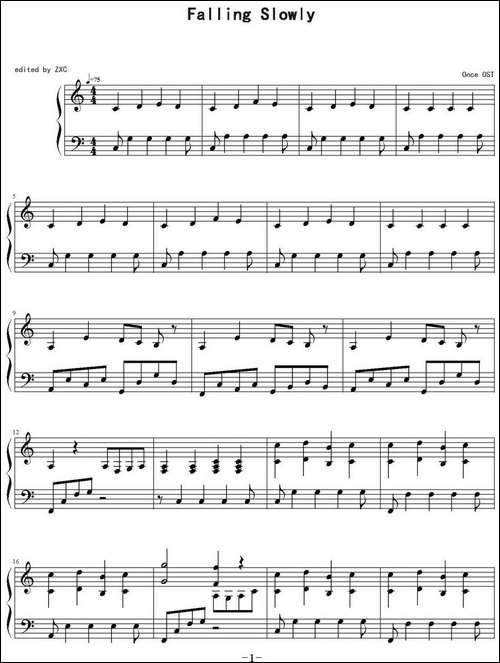 Falling Slowly-钢琴谱