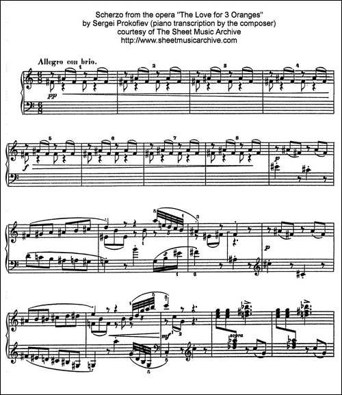 Scherzo from The Love for 3 Oranges Op.33-《三个桔子的爱情》谐谑曲-钢琴谱