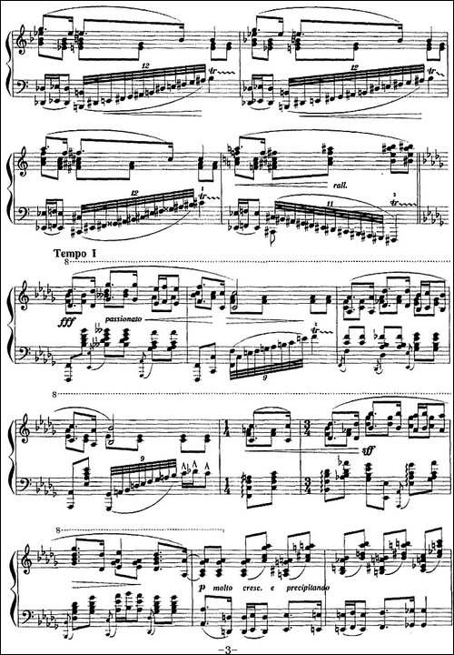 现代钢琴曲：22、练习曲-Op.4，No.3-钢琴谱