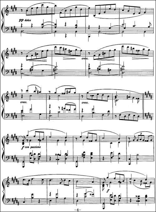 现代钢琴曲：24、玛祖卡-Op.25，No.4-钢琴谱