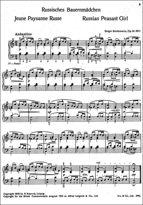 9首简易小品"玩偶" -9 Easy Pieces Op.54-1-钢琴谱