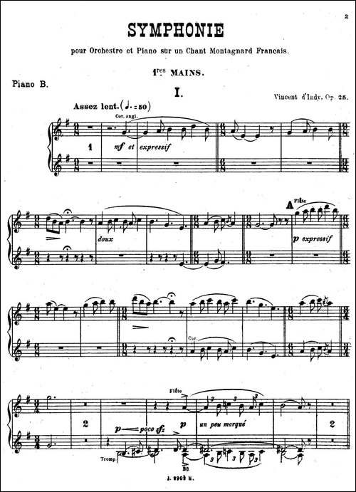 Symphony on a French Mountain Air Op.25-法国山歌交响曲·双钢琴·Ⅰ-钢琴谱