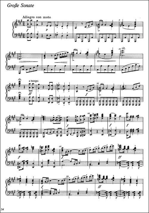 A大调钢琴大奏鸣曲-Grobe Sonate in A Major WWV 26-钢琴谱