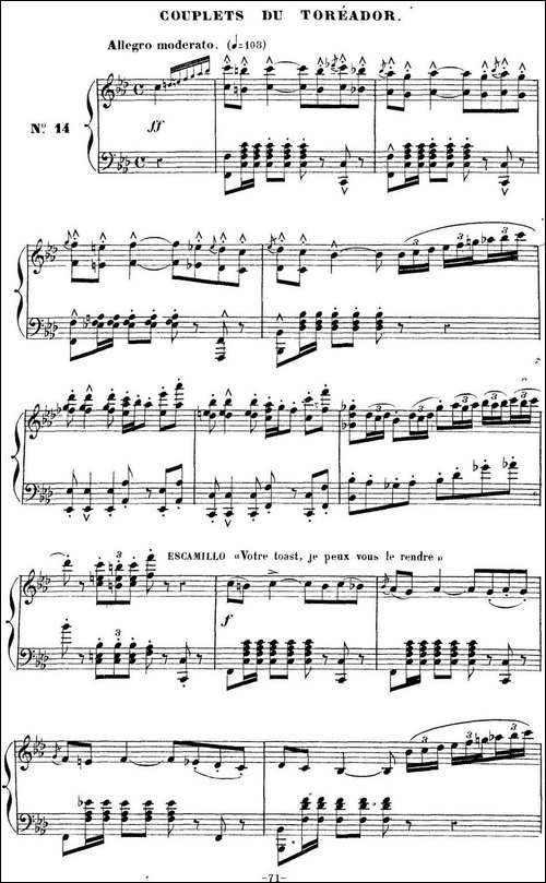 Carmen for Solo Piano-卡门全剧钢琴独奏版-No.14-钢琴谱