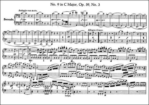 String Quartet No.9 in C Major Op.59-3 - 4 Hands-C大调第九弦乐四重奏-钢琴谱