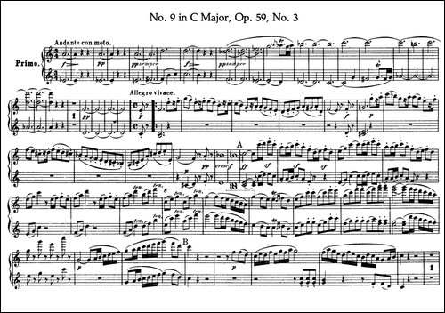 String Quartet No.9 in C Major Op.59-3 - 4 Hands-C大调第九弦乐四重奏-钢琴谱