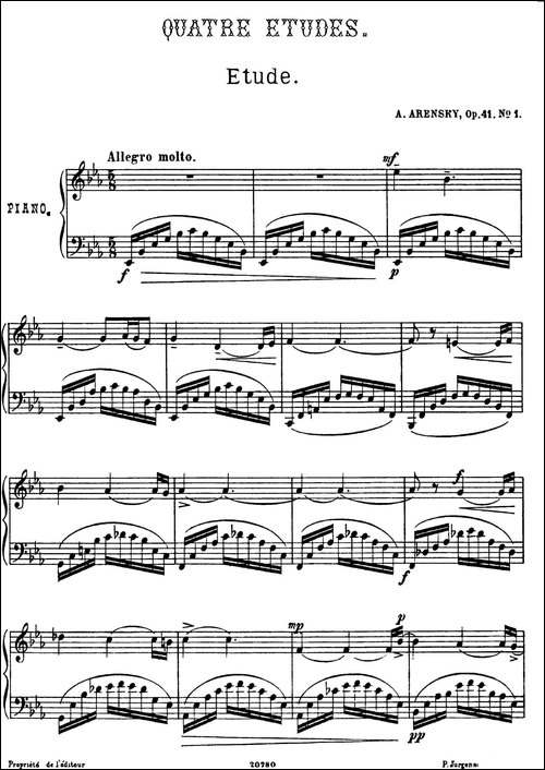 Quatre Etudes Op.41  Op.1-4首练习曲·1-钢琴谱