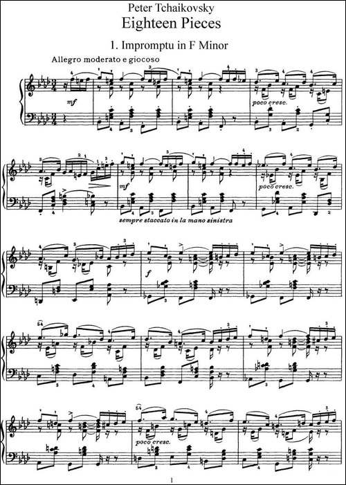 柴可夫斯基18首钢琴小品Op.72-1.Impromptu in F Minor-钢琴谱