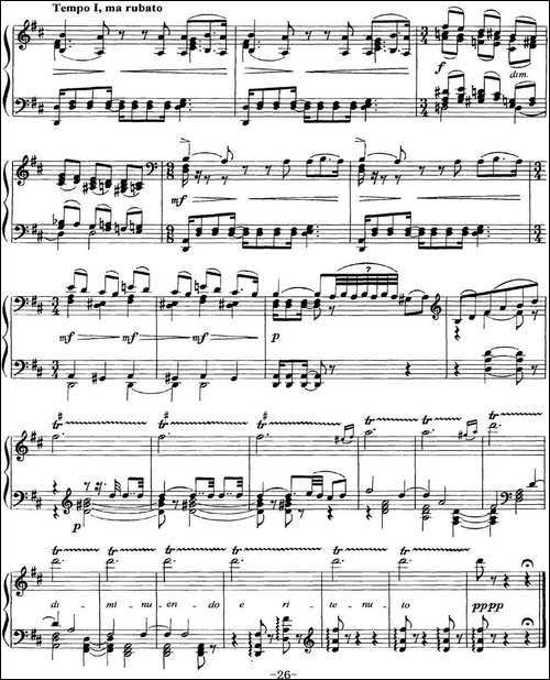 柴可夫斯基18首钢琴小品Op.72-5.Meditation-钢琴谱