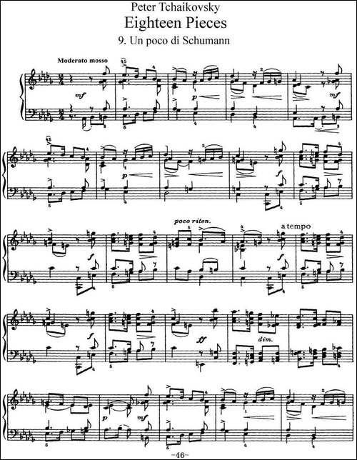 柴可夫斯基18首钢琴小品Op.72-9.Un poco di Schumann-钢琴谱