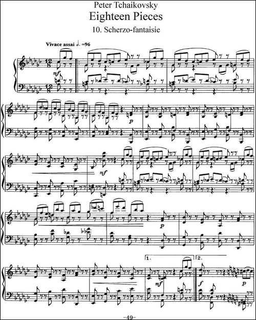 柴可夫斯基18首钢琴小品Op.72-10.Scherzo-fantaisie-钢琴谱