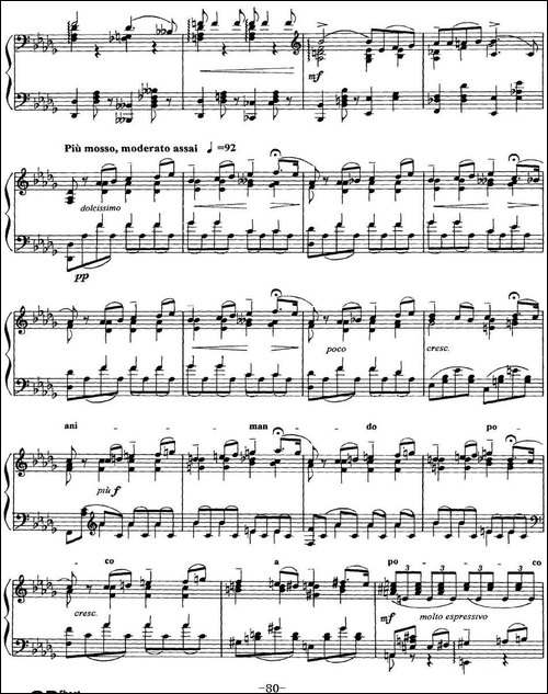 柴可夫斯基18首钢琴小品Op.72-14.Chant elegiaque-钢琴谱