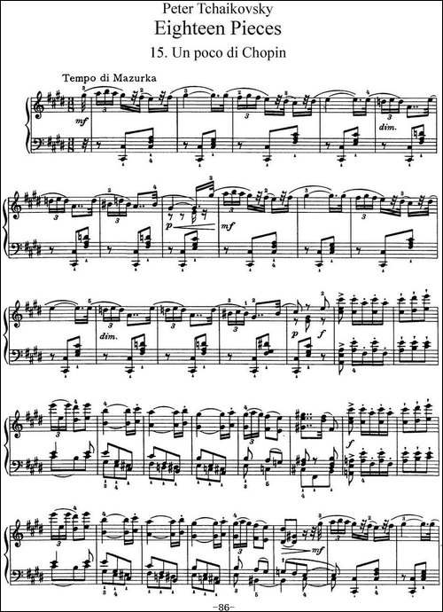 柴可夫斯基18首钢琴小品Op.72-15.Un poco di Chopin-钢琴谱