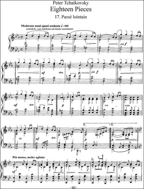 柴可夫斯基18首钢琴小品Op.72-17.Passe lointain-钢琴谱