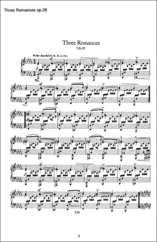 3 Romances Op.28-3首浪漫曲·Ⅰ-钢琴谱