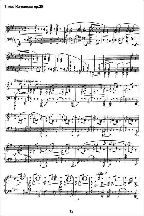 3 Romances Op.28-3首浪漫曲·Ⅲ-钢琴谱