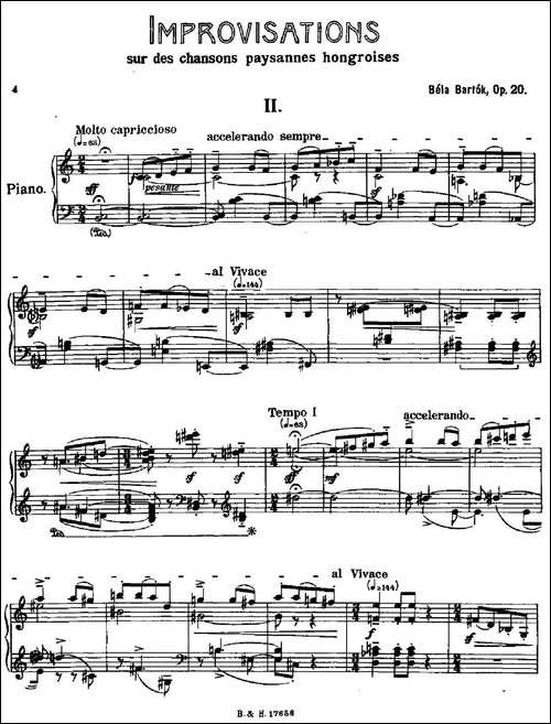 8 Improvisations Op.20-8首匈牙利民歌即兴曲·Ⅱ-钢琴谱