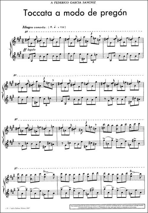 5首卡斯蒂利亚奏鸣曲-Toccata a modo de pregon-钢琴谱