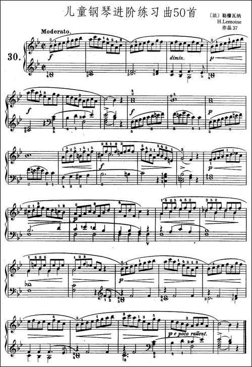 儿童钢琴进阶练习曲50首之30-钢琴谱