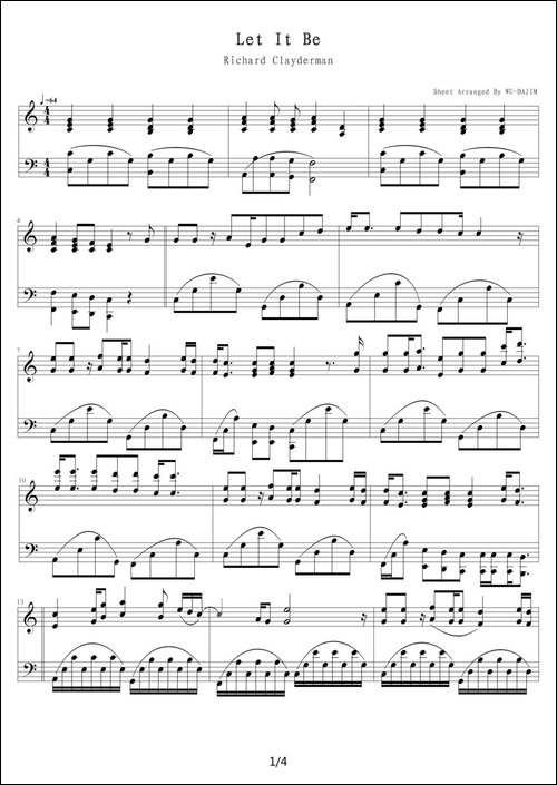 Let it be-钢琴谱