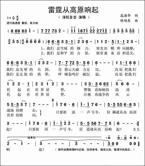 雷霆从高原响起
