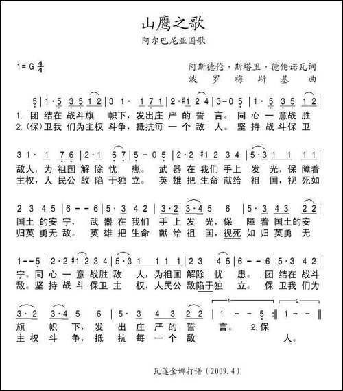 [阿尔巴尼亚]山鹰之歌-阿尔巴尼亚国歌
