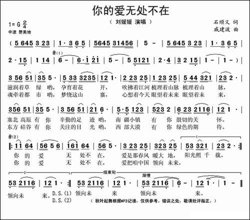 你的爱无处不在-石顺义词-戚建波曲