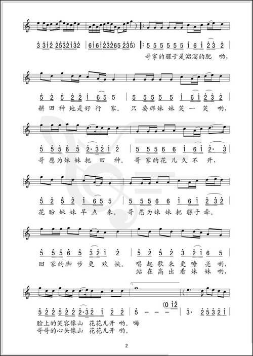 窑洞里的红花花-线、简谱混排版