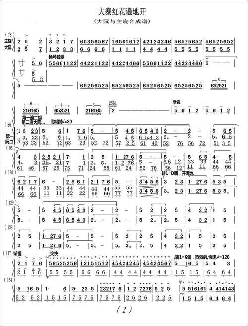 大寨红花遍地开-大阮与主旋合成谱