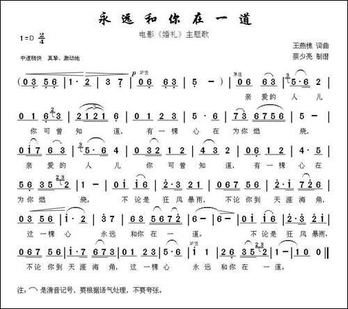 永远和你在一道-电影《婚礼》主题歌