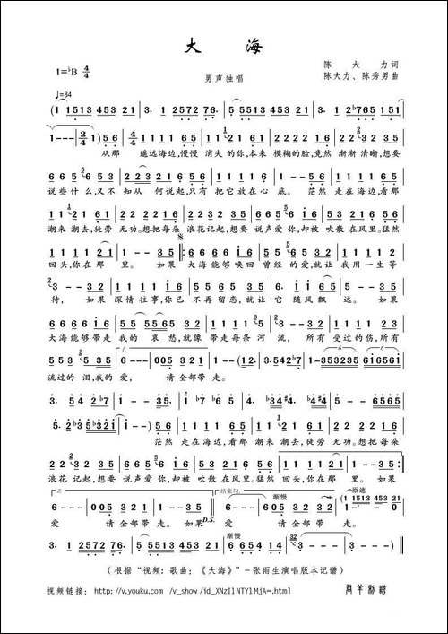 大海-陈大力词-陈大力、陈秀男曲