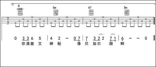 贝加尔湖畔-ukulele四线谱