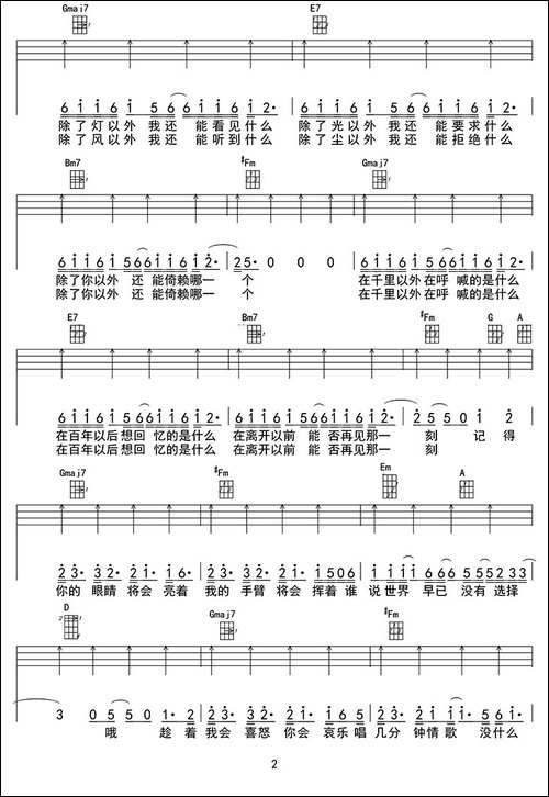 模特-ukulele四线谱