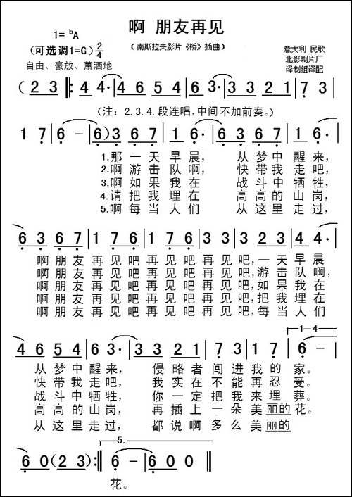 啊-朋友再见-南斯拉夫电影《桥》插曲