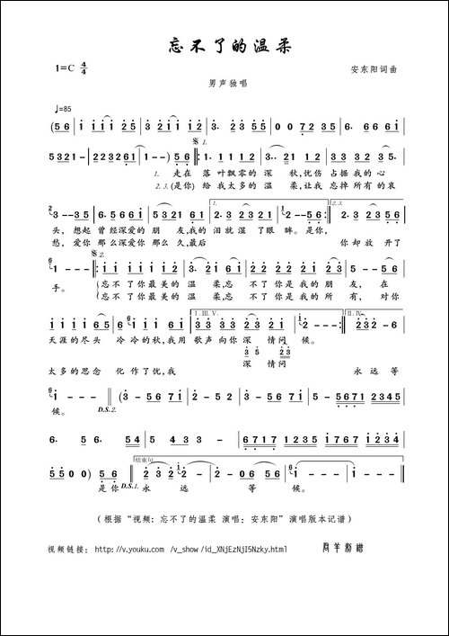 忘不了的温柔-安东阳词曲