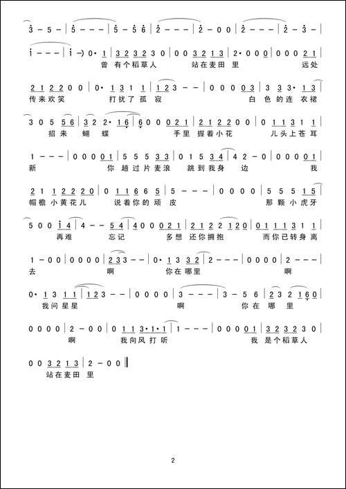 稻草人-简谱