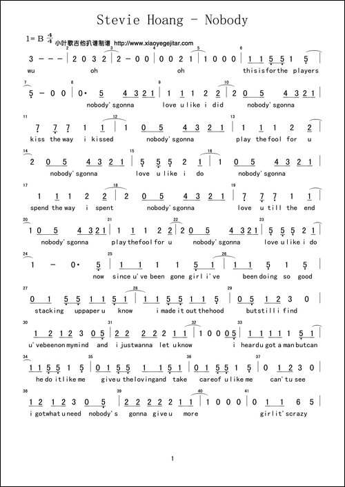Stevie-Hoang---Nobody-简谱