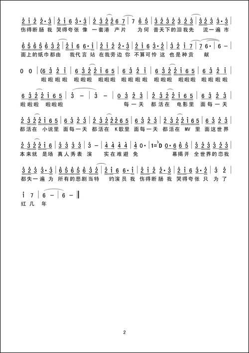 喜剧之王-简谱