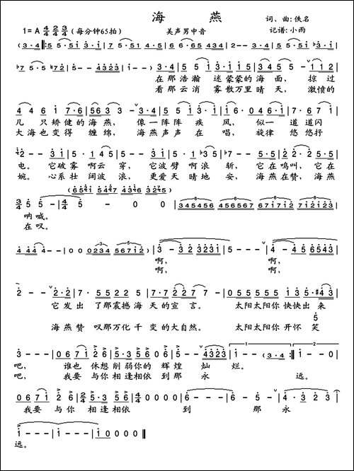 海燕-志同词-晓其曲