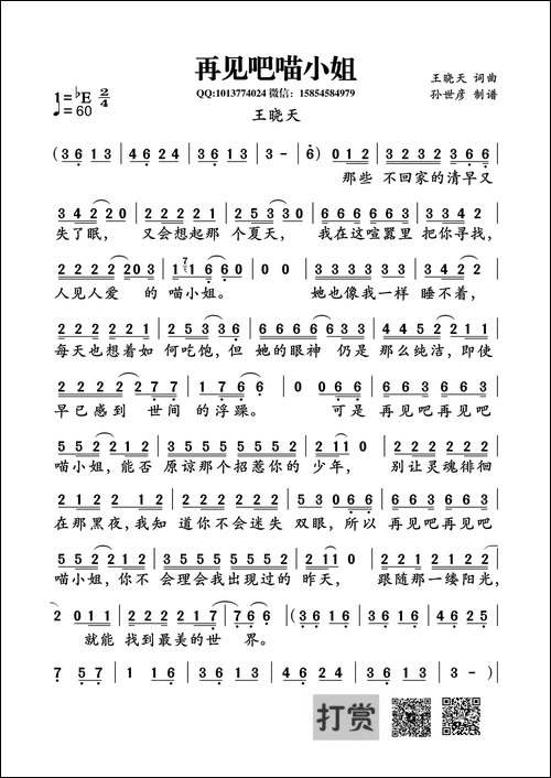 再见吧喵小姐-王晓天词曲