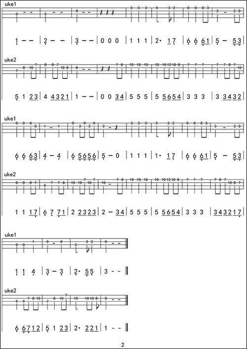 -千与千寻-ukulele四线谱
