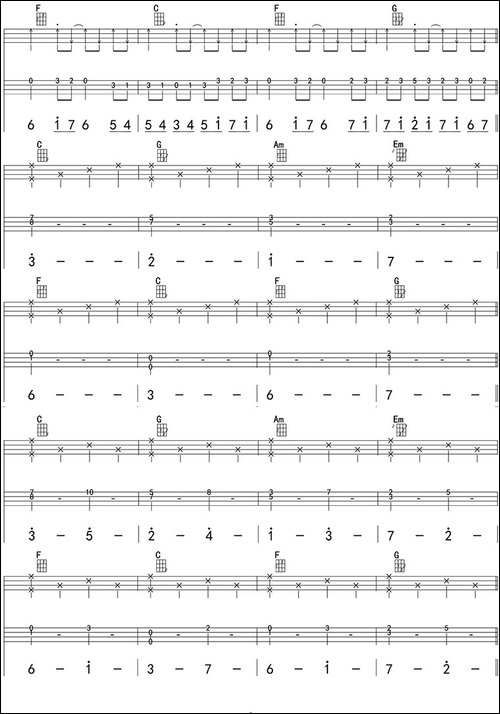 卡农-ukulele四线谱