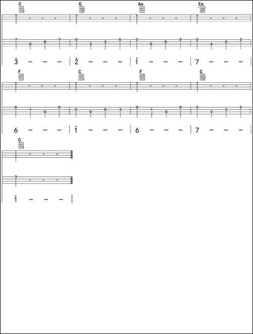 卡农-ukulele四线谱